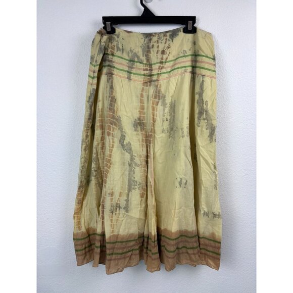 Lana B. Vintage women's large yellow tie dye boho midi gypsy skirt embroidered - Picture 6 of 11